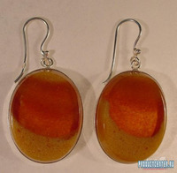 Серьги из латуни с красным янтарём
