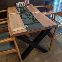 Стол из слэба со стеклом