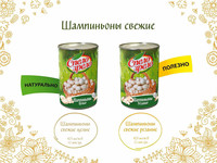 Шампиньоны резанные, консервированные...