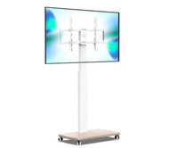 FITUEYES TV Stand with Wheels White f...