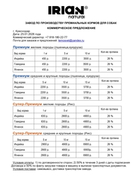 Сухие полнорационные корма с индейкой...