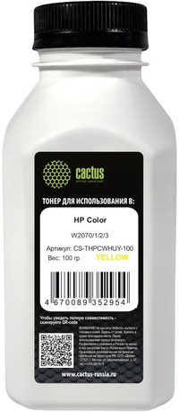 Тонер Cactus, бутыль 100 г, желтый, с...