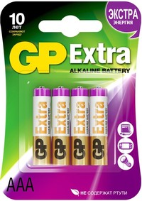 Батарейка GP Extra Alkaline, AAA (LR0...