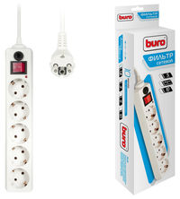 Сетевой фильтр BURO, 5-розеток, 1.8 м...