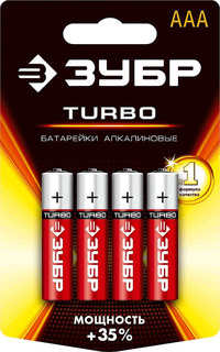 Батарейка Зубр Turbo, AAA (LR03/24А),...
