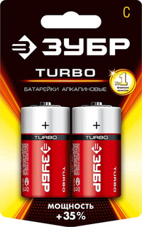 Батарейка Зубр Turbo, C (R14/LR14), 1...