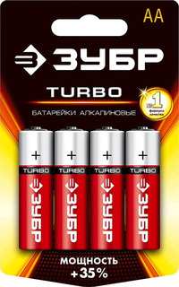 Батарейка Зубр Turbo, AA (LR06/15А), ...