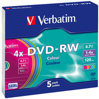 Диск Verbatim DVD-RW, 4.7Gb, 4x, Slim...