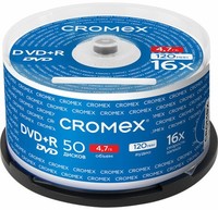 Диск CROMEX DVD+R, 4.7Gb, 16x, Cake B...
