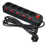 Сетевой фильтр BURO 500SH-3-SW-B, 5-р...