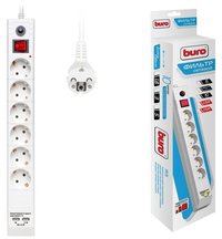Сетевой фильтр BURO, 6-розеток, 2xUSB...