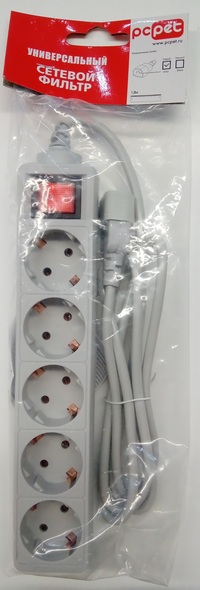 Сетевой фильтр PC PET, 5-розеток, 1.8...