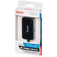 Концентратор BURO BU-HUB4-U3.0-S, 4xU...