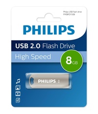 Флешка 8Gb USB 2.0 PHILIPS Iron, серы...