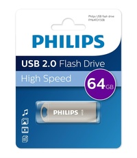 Флешка 64Gb USB 2.0 PHILIPS Iron, сер...